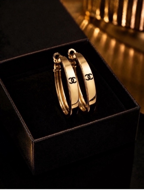 Fashion Jewelry Jewelry - Gold CC Hoop Earrings